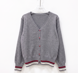 Kardigan Pakaian Wanita Kekinian Doovk - kardigan rajut korean style v-neck abu-abu