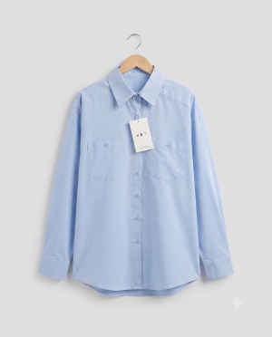 Kemeja Biru doovk Kemeja soft biru Doovk oversize Pakaian Wanita Kekinian Doovk